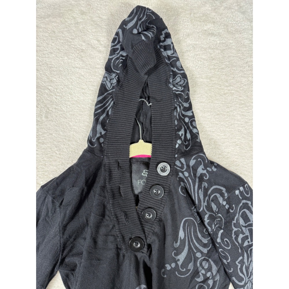 Fox Racing Hooded Sweater Womens M Black Pink Good Y2K Motocross Henley 56177 - Picture 9 of 9